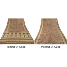Load image into Gallery viewer, Sanskriti Vintage Brown Sarees Pure Silk Embroidered Craft Fabric 5 Yard Sari
