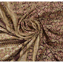 Load image into Gallery viewer, Sanskriti Vintage Brown Sarees Pure Silk Embroidered Craft Fabric 5 Yard Sari
