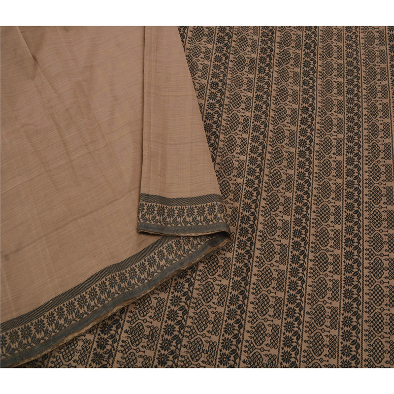 Sanskriti Vintage Brown Saree Art Silk Woven Craft Sustainable Fabric Premium 5 Yard Sari