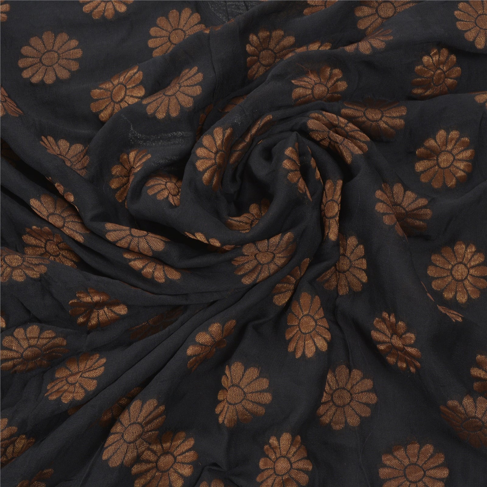 Sanskriti Vintage Saree With Blouse Piece Black 100% Pure Georgette Silk Saree Woven Hand Beaded Rhinestone Sari 6 Yard Craft Fabric