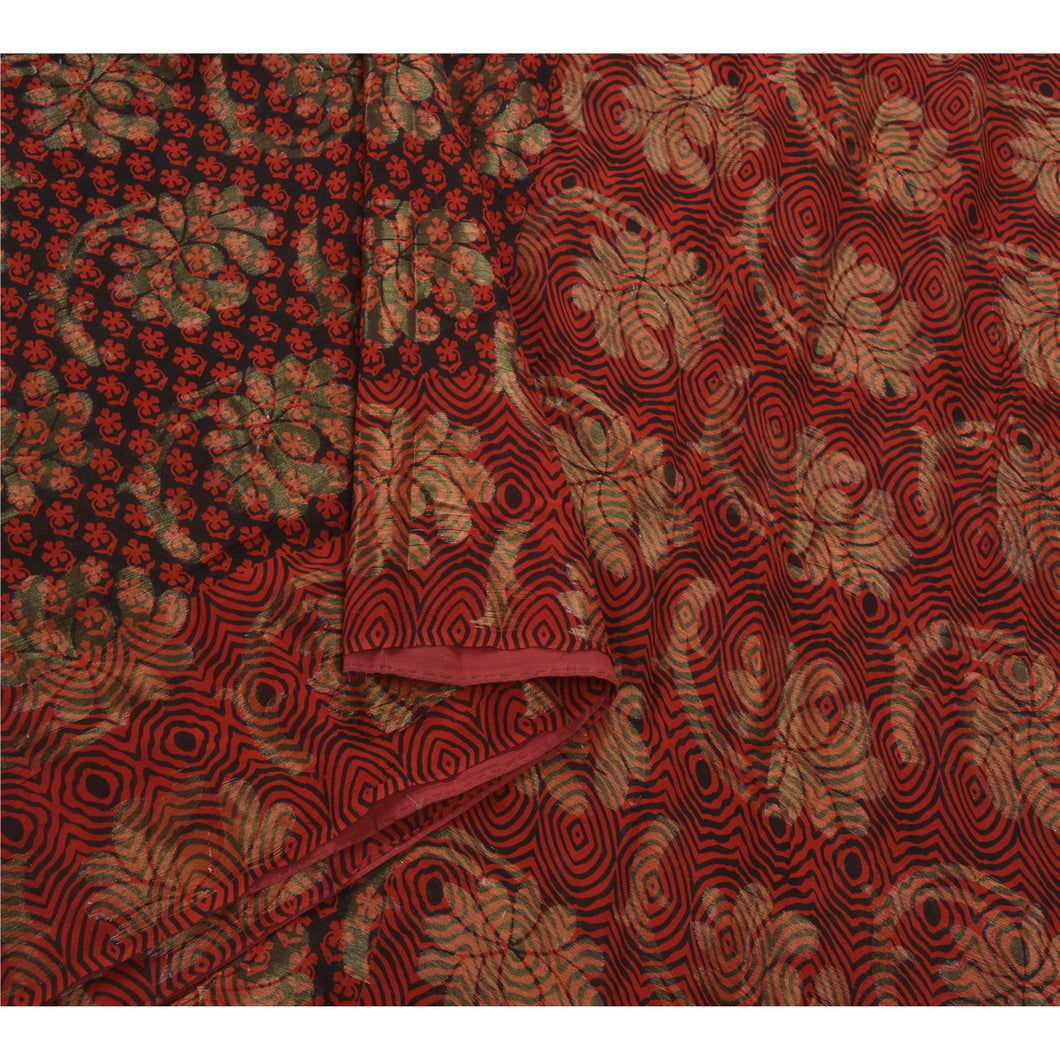 Sanskriti Vinatage Red Saree Blend Georgette Woven Craft Fabric Premium Sari