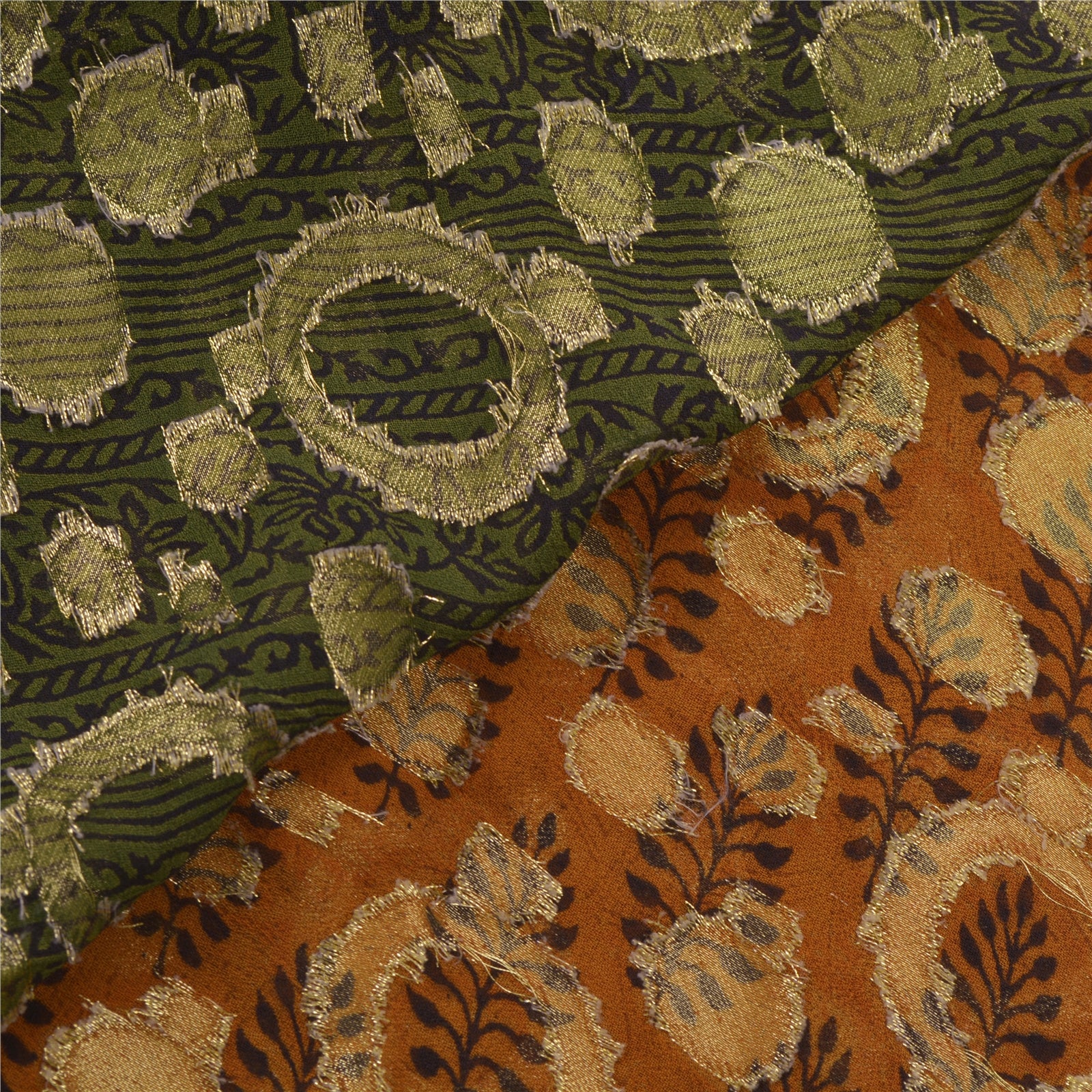 Сари из санскрити, винтажные зеленые, смесь жоржета, тканая ремесленная экологичная ткань, премиум-класса