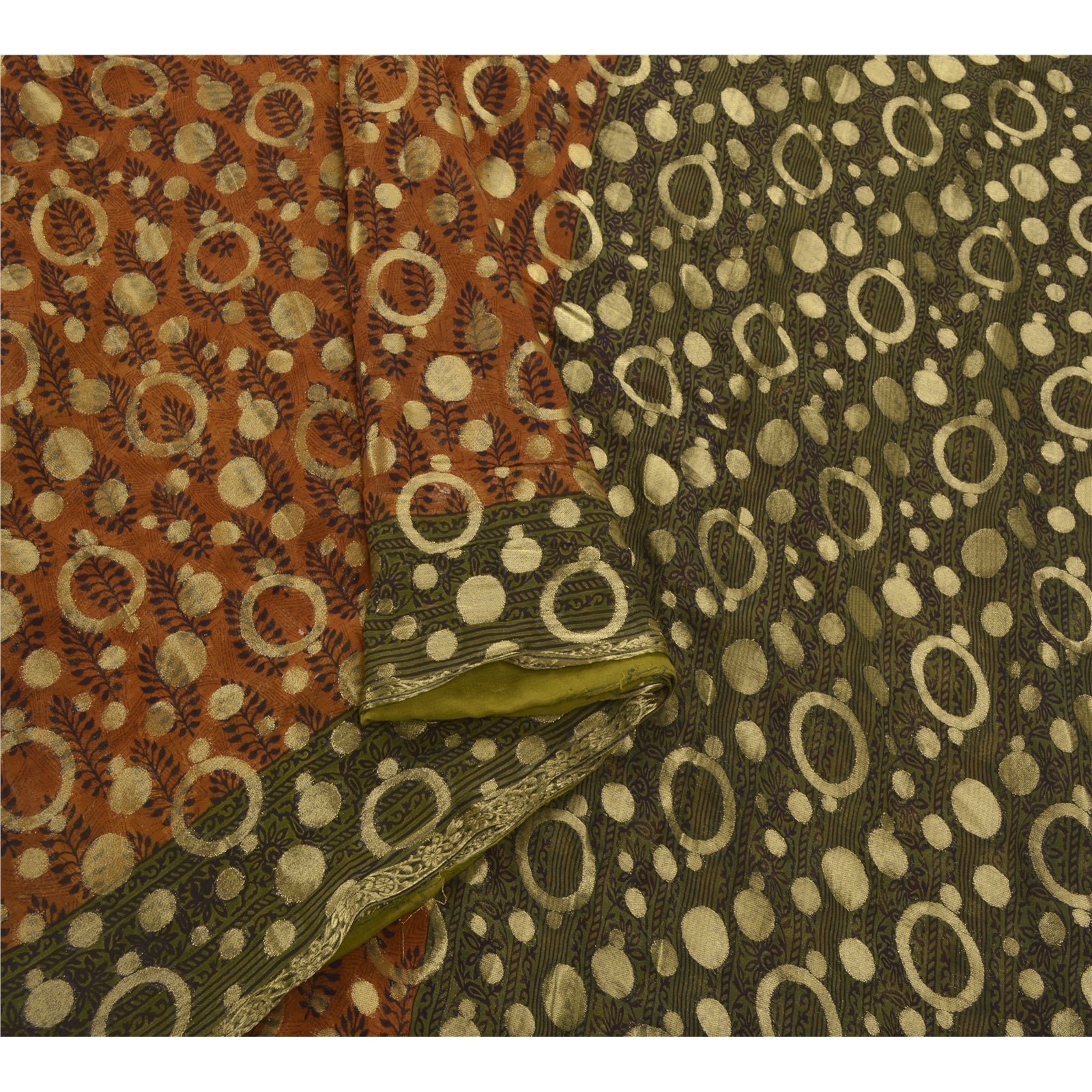 Сари из санскрити, винтажные зеленые, смесь жоржета, тканая ремесленная экологичная ткань, премиум-класса