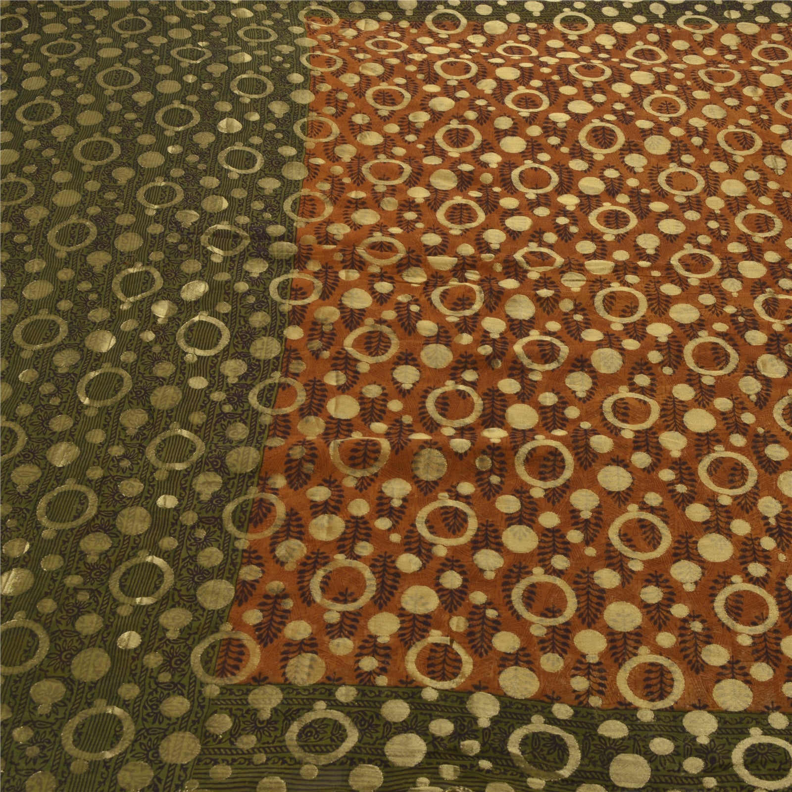 Сари из санскрити, винтажные зеленые, смесь жоржета, тканая ремесленная экологичная ткань, премиум-класса