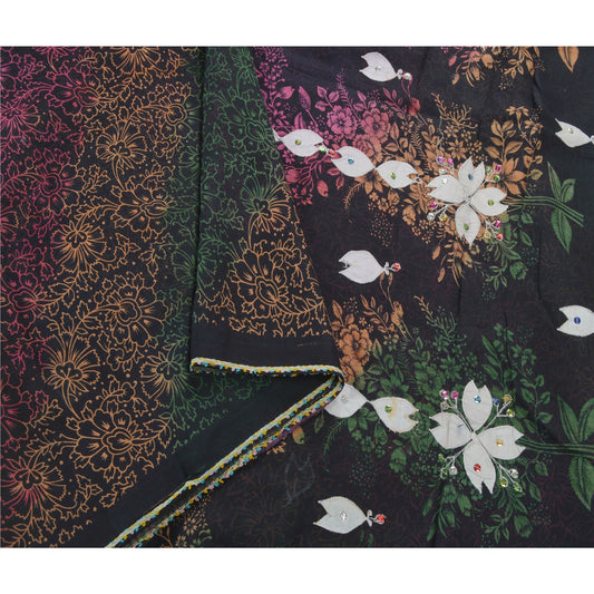 Санскритские винтажные сари из чистого хлопка, ручная работа, вышитая бисером, экологичная ткань, лоскутное сари