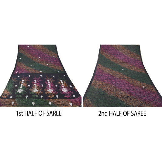 Санскритские винтажные сари из чистого хлопка, ручная работа, вышитая бисером, экологичная ткань, лоскутное сари