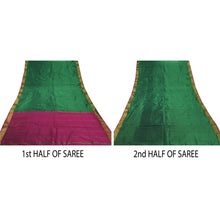 Load image into Gallery viewer, Sanskriti Vinatage Green Saree Art Silk Woven Craft Fabric Premium Zari Sari
