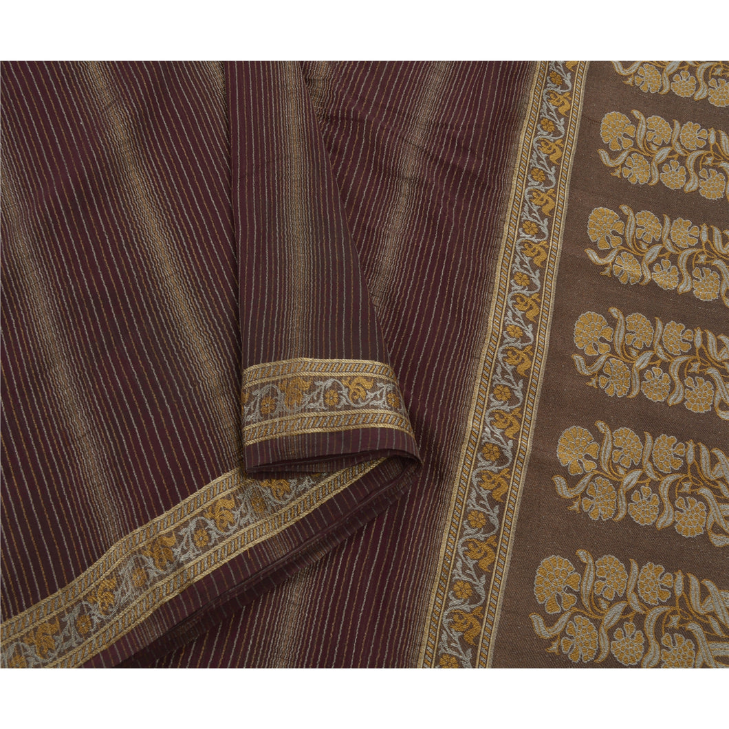 Sanskriti Vintage Purple Sarees Art Silk Woven Craft Fabric Premium 5 Yard Sari