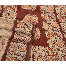 Load image into Gallery viewer, Cream Saree 100% Pure Silk Batik Work Craft Fabric 5 Yd Sari
