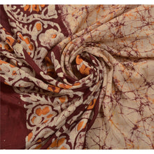 Load image into Gallery viewer, Cream Saree 100% Pure Silk Batik Work Craft Fabric 5 Yd Sari
