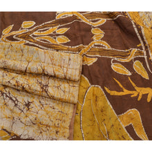 Load image into Gallery viewer, Sanskriti Vinatage Yellow Saree 100% Pure Silk Batik Work Craft Fabric 5 Yd Sari
