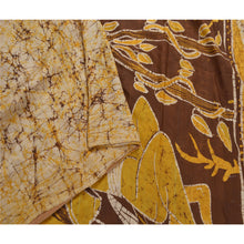 Load image into Gallery viewer, Sanskriti Vinatage Yellow Saree 100% Pure Silk Batik Work Craft Fabric 5 Yd Sari
