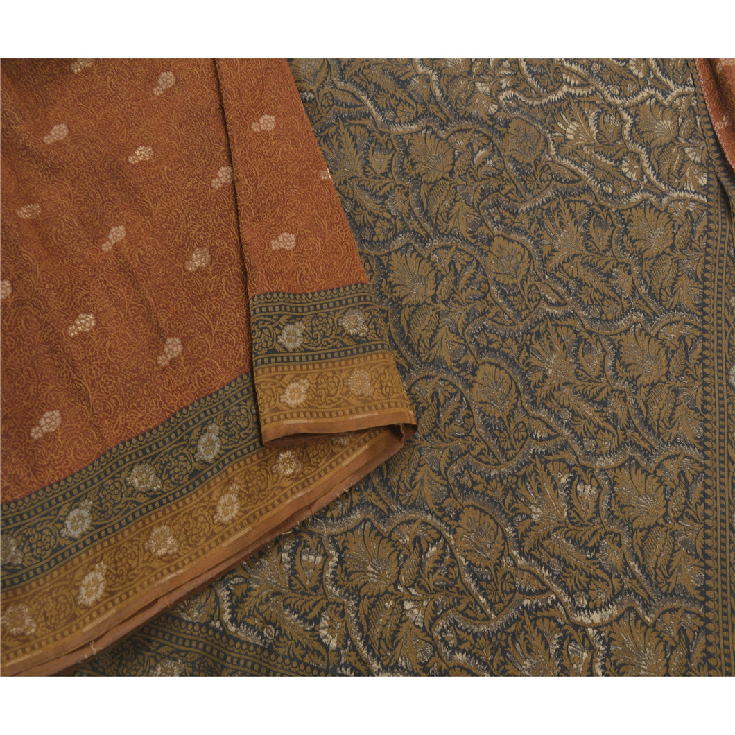 Sanskriti Vinatage Sanskriti Vintage Rusty Orange Sarees Blend Silk Woven Craft Fabric Premium Sari