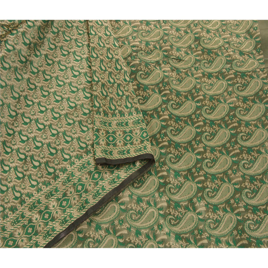 Sanskriti Vintage Green Indian Sari Art Silk Woven Craft Premium Sarees Sustainable Fabric