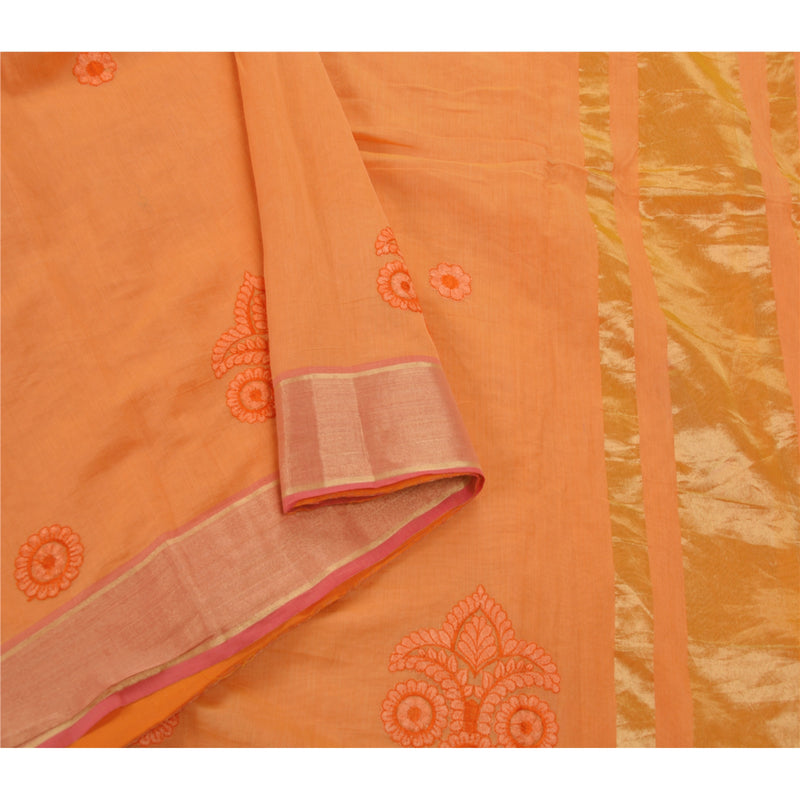 Sanskriti Vintage Saree Blend Cotton Embroidered Woven Craft Sustainable Fabric Premium Sari