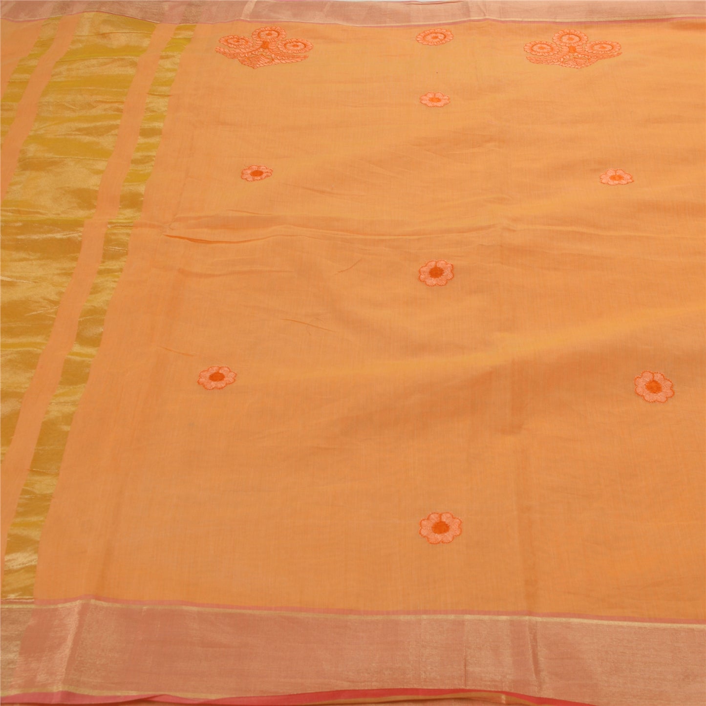 Sanskriti Vintage Saree Blend Cotton Embroidered Woven Craft Sustainable Fabric Premium Sari