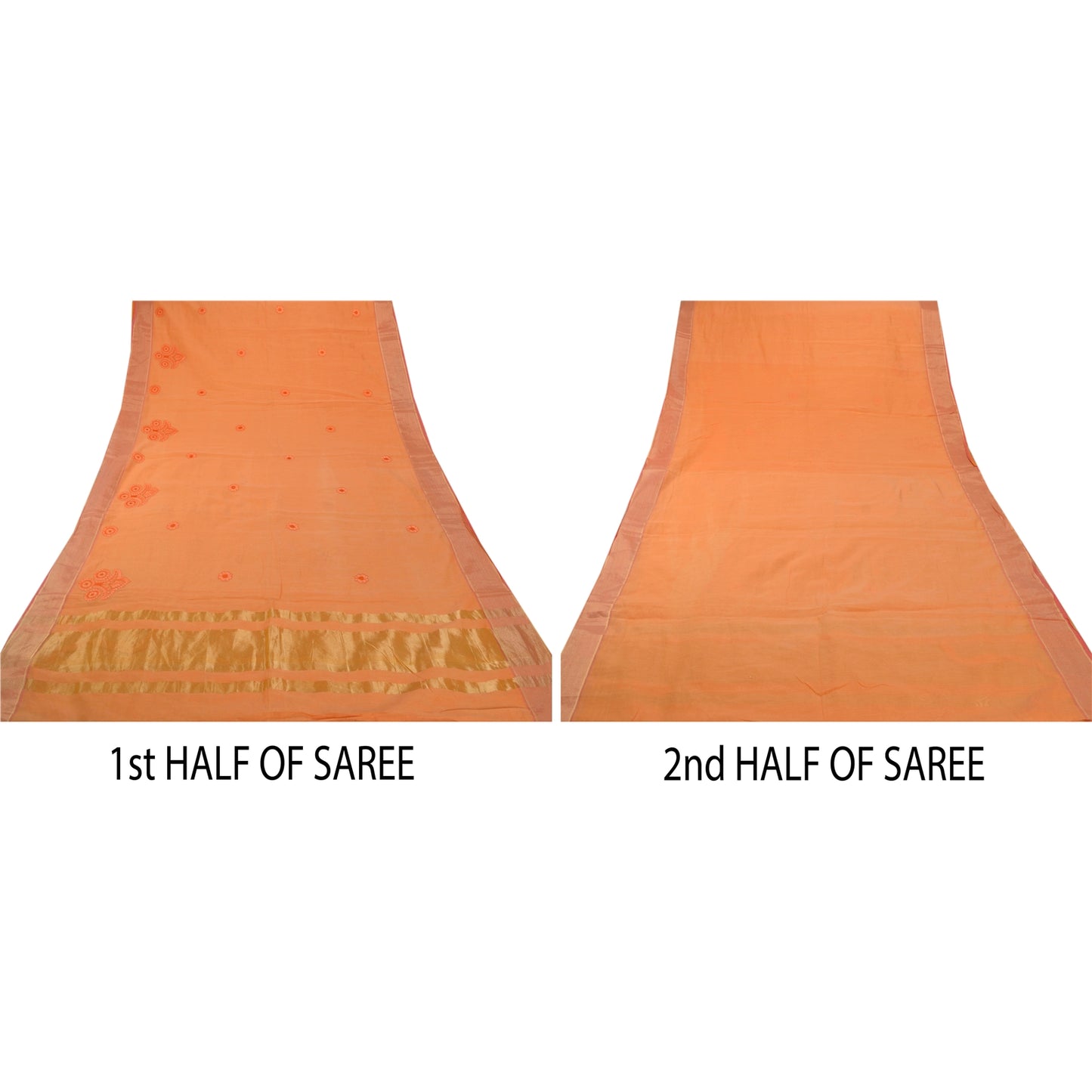 Sanskriti Vintage Saree Blend Cotton Embroidered Woven Craft Sustainable Fabric Premium Sari