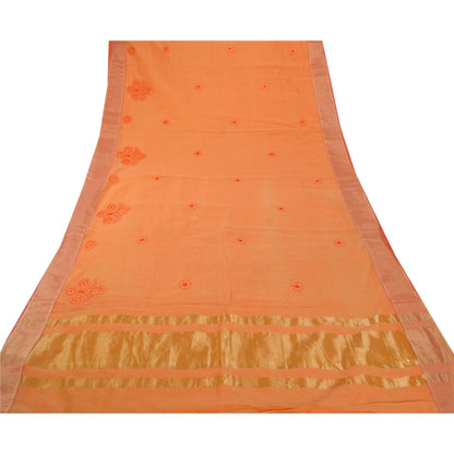 Sanskriti Vintage Saree Blend Cotton Embroidered Woven Craft Sustainable Fabric Premium Sari