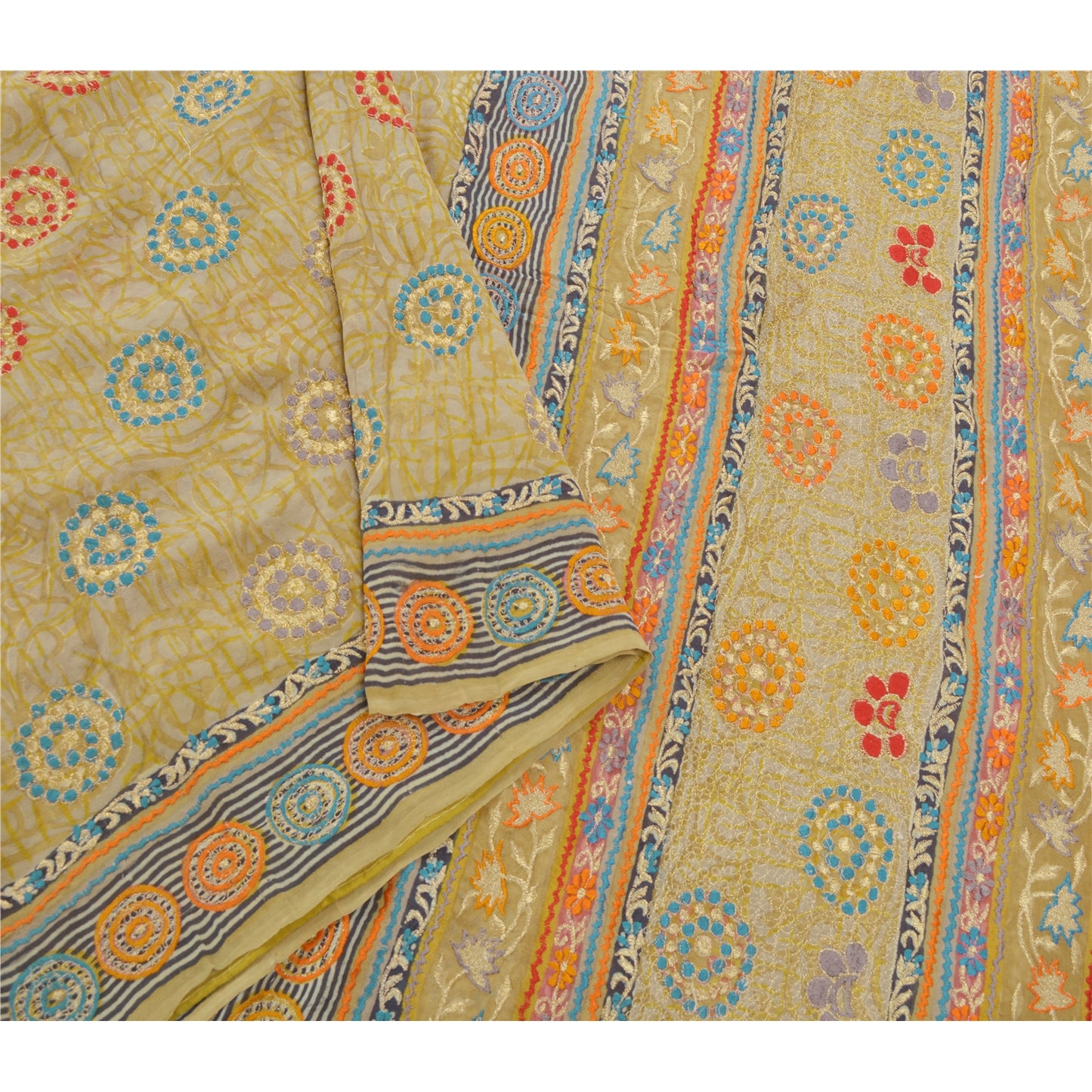 Sanskriti Vintage Sarees Pure Georgette Silk Embroidered Sustainable Fabric Premium Sari