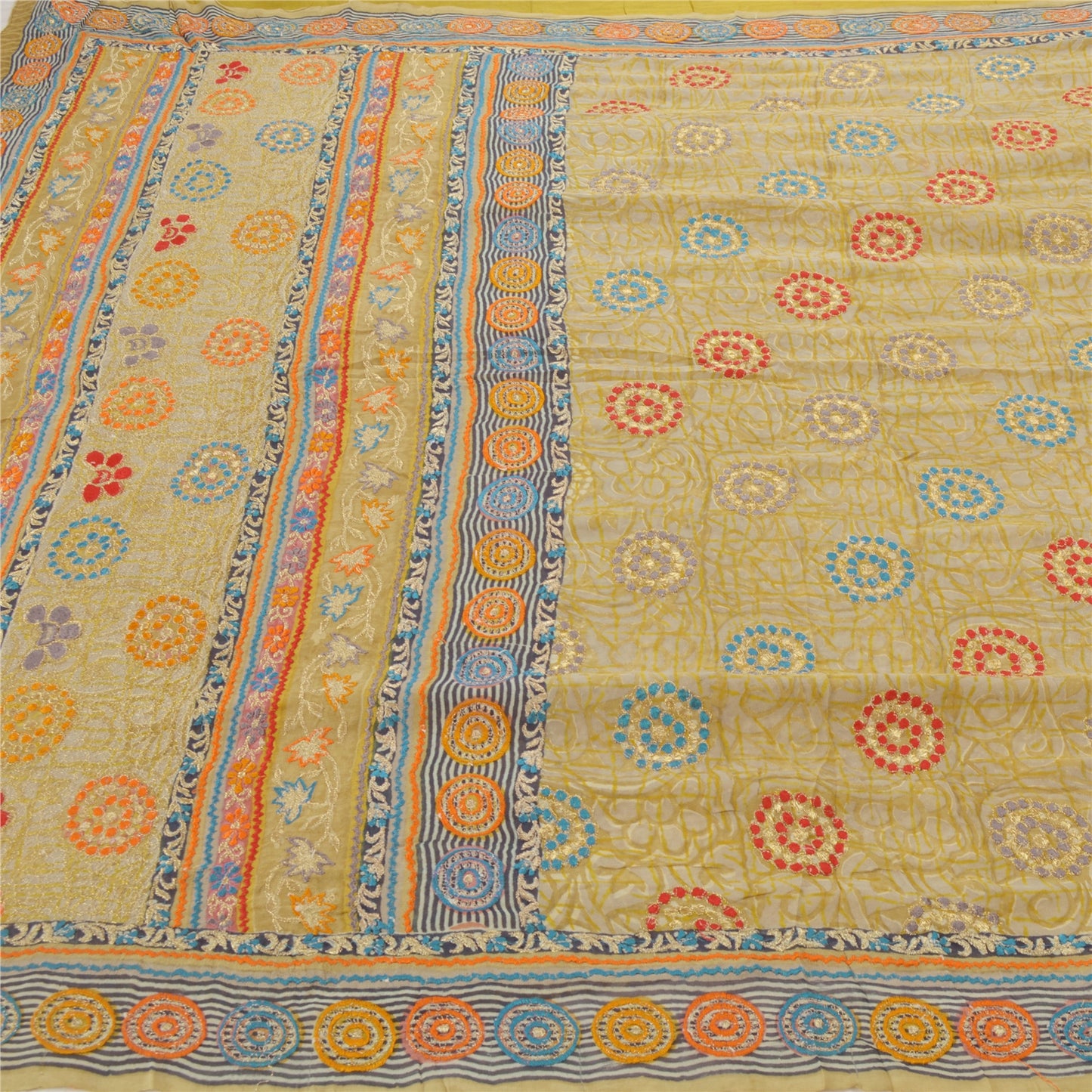 Sanskriti Vintage Sarees Pure Georgette Silk Embroidered Sustainable Fabric Premium Sari