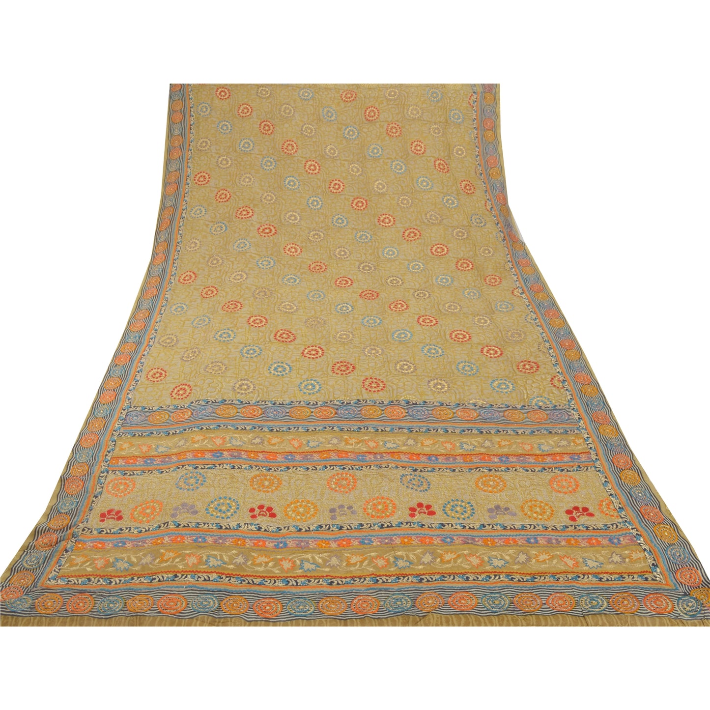 Sanskriti Vintage Sarees Pure Georgette Silk Embroidered Sustainable Fabric Premium Sari