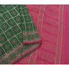 Sanskriti Vintage Green Saree 100% Pure Silk Woven Brocade Craft Sustainable Fabric Sari