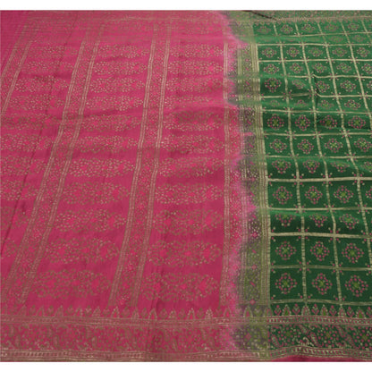 Sanskriti Vintage Green Saree 100% Pure Silk Woven Brocade Craft Sustainable Fabric Sari