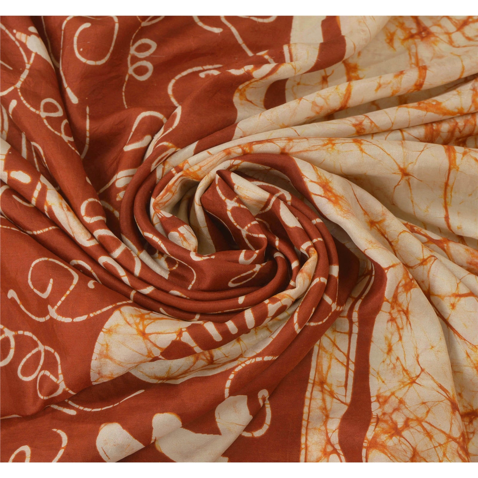 Винтажное кремовое сари на санскрите, чистый шелк, батик, устойчивая ткань для рукоделия, зари, сари с каймой