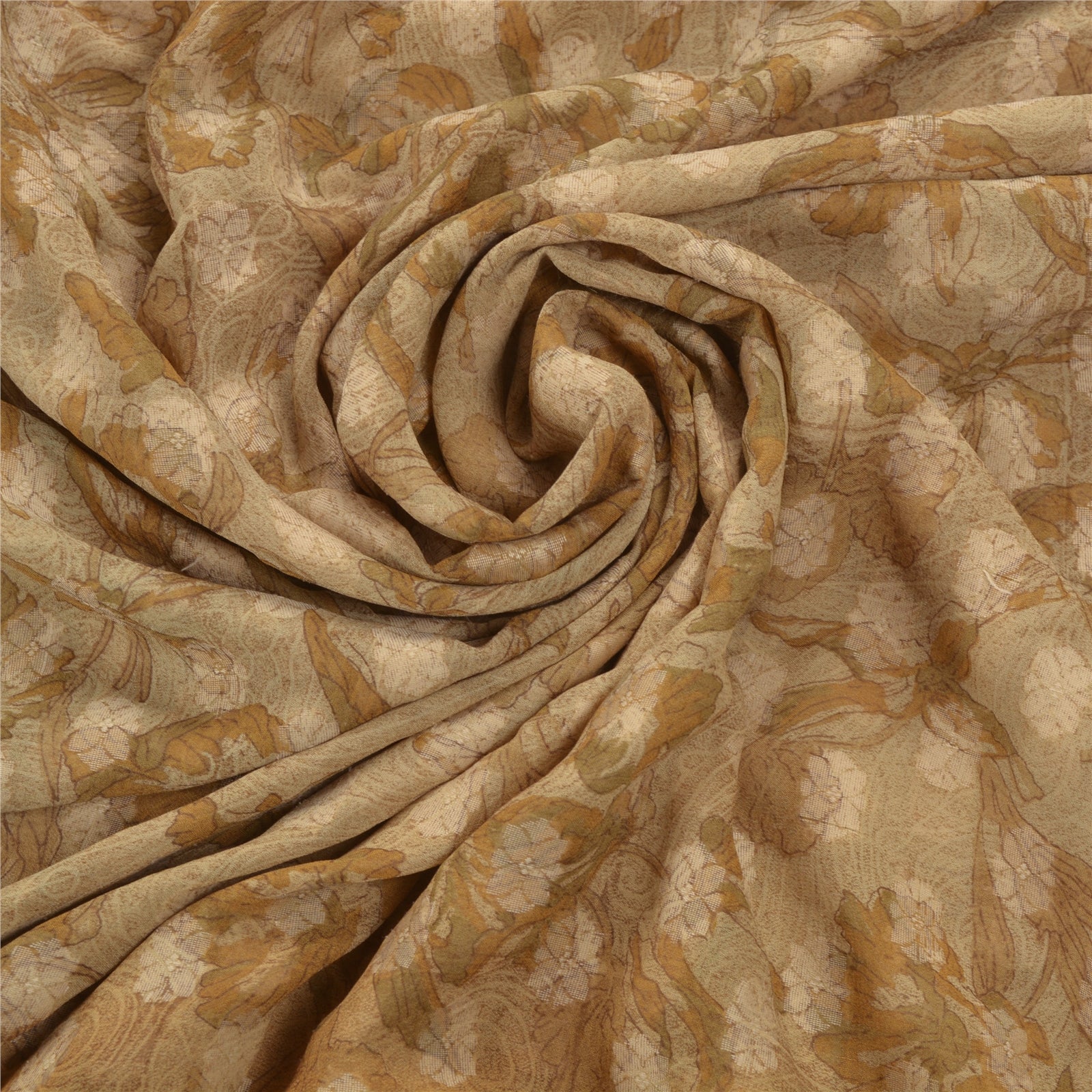 Сари из кремового винтажного сари Sanskriti из 100% чистого шелка-жоржета, тканое сари из экологически чистой ткани ручной работы