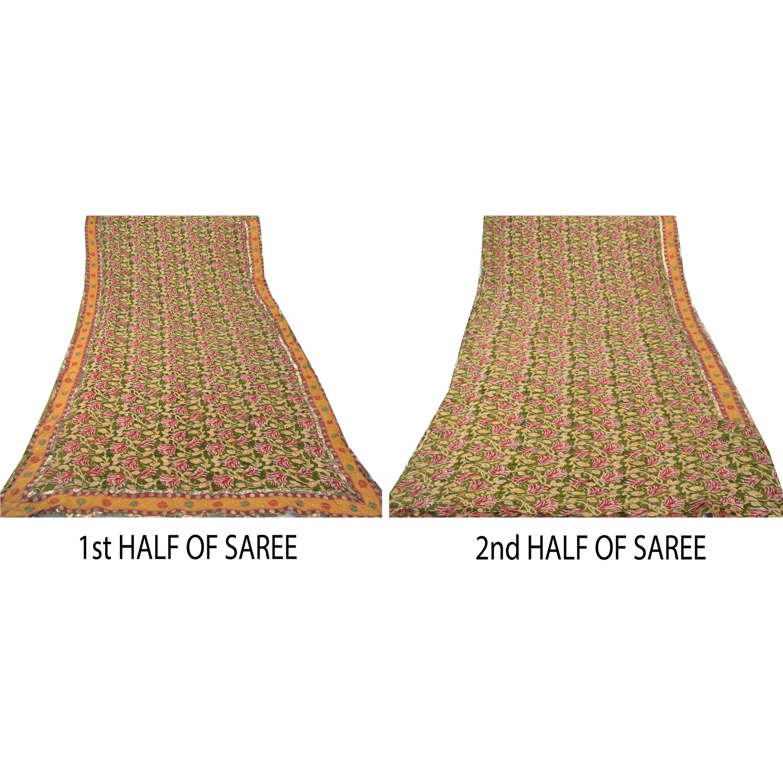 Сари Sanskriti Vintage Green Sarees Georgette с вышивкой из экологически чистой ткани премиум-класса с нашивками