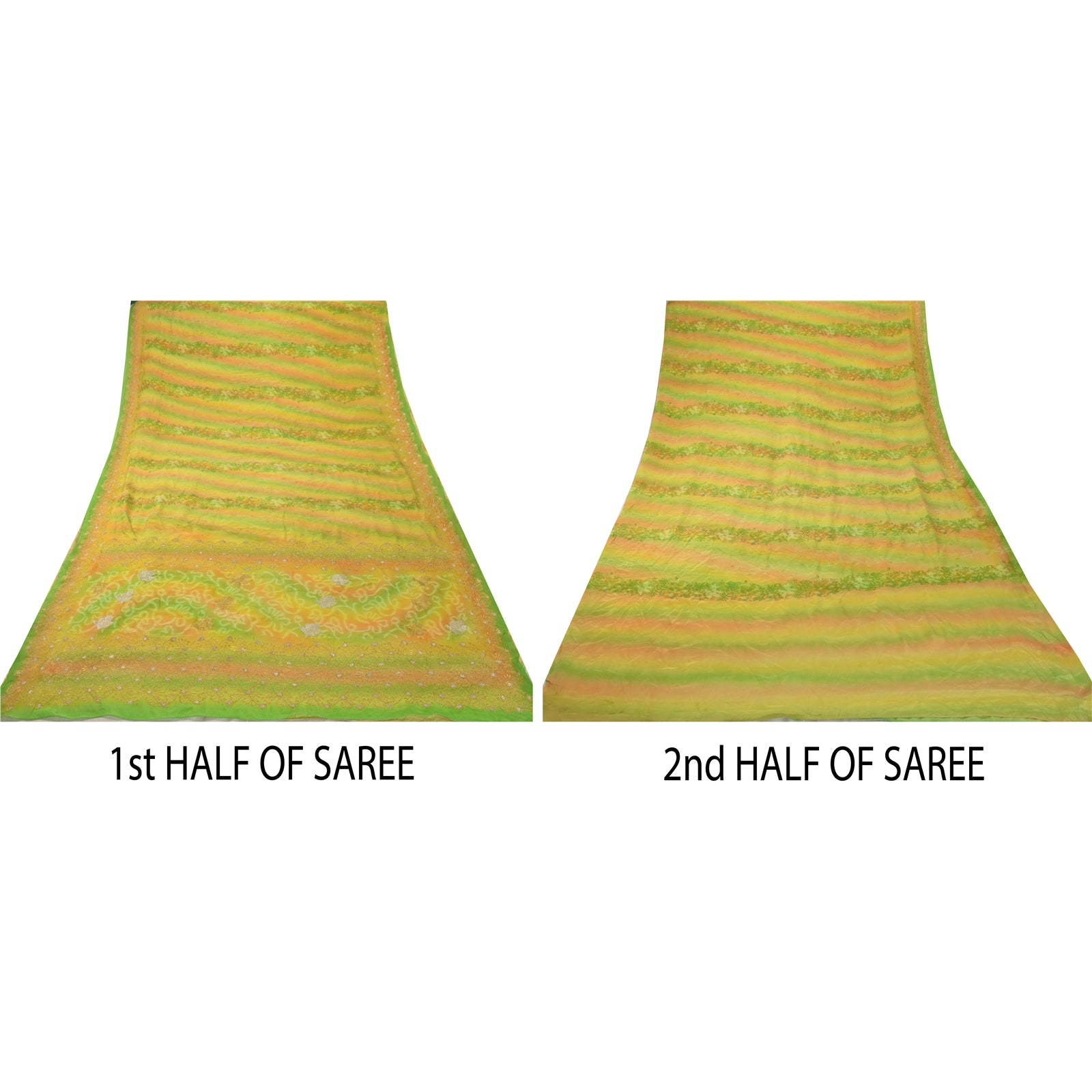 Sanskriti Vintage Grønne Sarier Ren Silke Broderet Premium Sari Håndværk Bæredygtigt Stoff