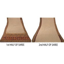 Load image into Gallery viewer, Cream Saree 100% Pure Crepe Silk Hand Beaded Craft Fabric Sari
