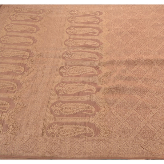 Sanskriti Vintage Brown Sarees Pure Silk Woven Craft Sustainable Fabric Cultural 5 Yard Sari
