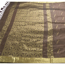Load image into Gallery viewer, Sanskriti Vintage Brown Saree Art Silk Woven Brocade Craft Fabric Zari Sari
