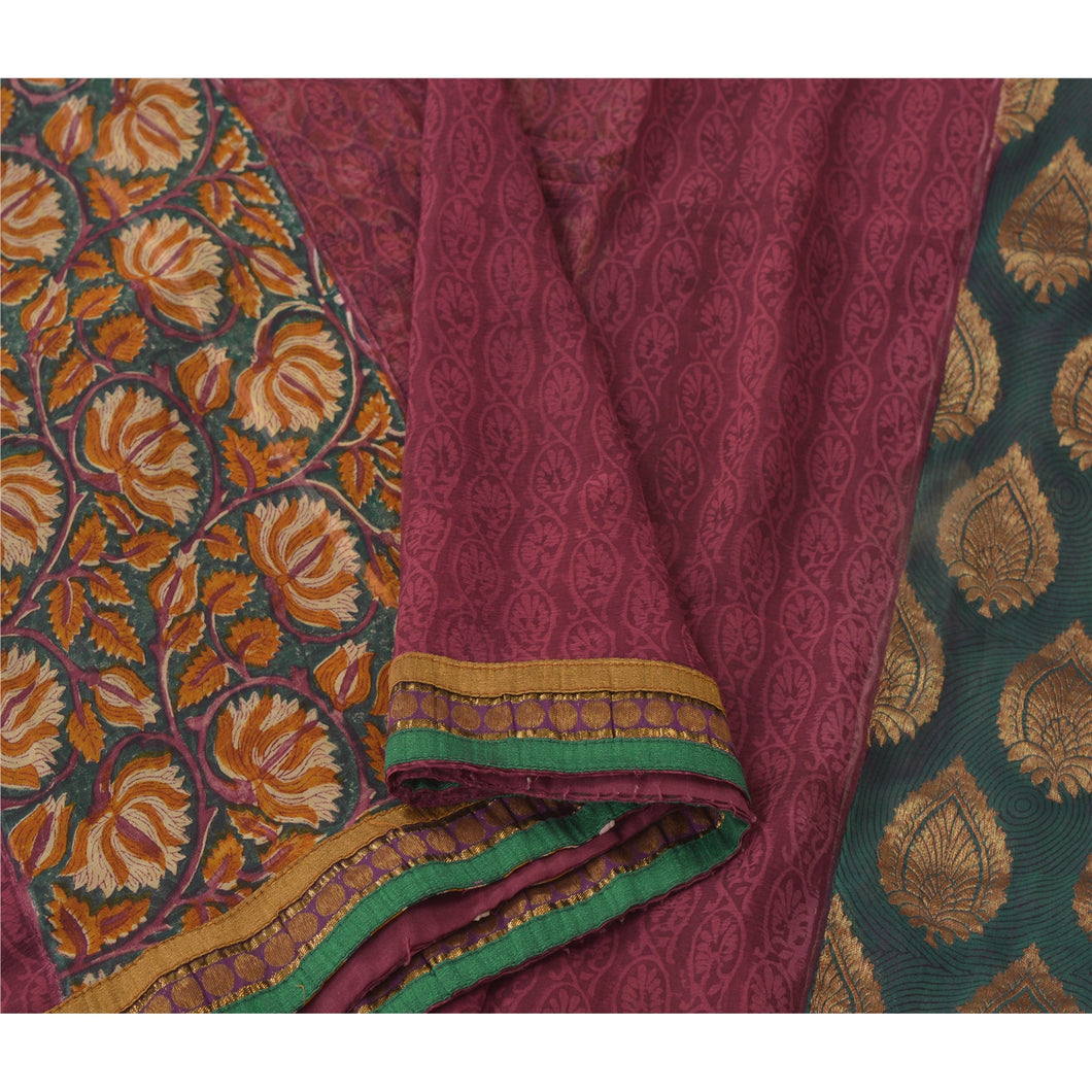 Sanskriti Vintage Purple Saree Pure Georgette Silk Embroidered Woven Fabric Sari