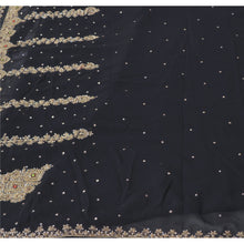 Load image into Gallery viewer, Sanskriti Vintage Black Indian Sari Georgette Hand Beaded Sarees Cultural Fabric
