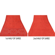 Load image into Gallery viewer, Sanskriti Vinatage Sanskriti Vintage Orange Saree Pure Silk Hand Beaded Premium Sari Craft Fabric
