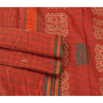 Sanskriti Vintage Rusty Orange Saree Blend Silk Woven Craft Sustainable Fabric Premium Sari