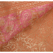 Load image into Gallery viewer, Sanskriti Vinatage Sanskriti Vintage Peach Sarees Blend Silk Woven Craft Fabric Premium 5 Yard Sari
