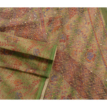 Load image into Gallery viewer, Sanskriti Vintage Green Sarees Pure Cotton Hand Beaded Painted Craft Fabric Sari
