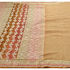 Sanskriti Vintage Beige Sarees 100% Pure Silk Woven Craft 5 Yard Sustainable Fabric Sari