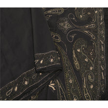 Load image into Gallery viewer, Sanskriti Vintage Black Sarees Pure Silk Hand Beaded Craft Fabric Cultural Sari
