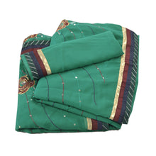 Load image into Gallery viewer, Sanskriti Vintage Green Sarees Georgette Embroidered Fabric Sari Blouse Piece
