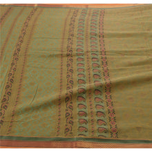 Load image into Gallery viewer, Sanskriti Vintage Green Sarees Cotton Woven Block Printed Craft Fabric 5 YD Sari
