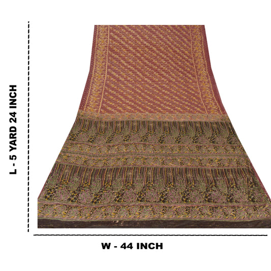 Sanskriti Vintage Pink Sarees Blend Silk Hand Embroidered Craft Sustainable Fabric Zari Sari