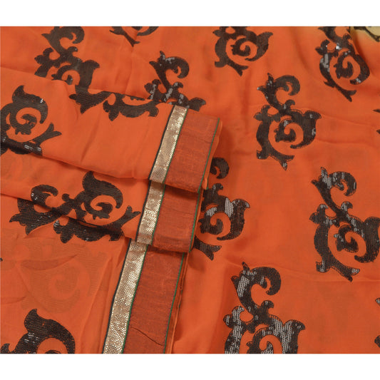 Sanskriti Vintage Saree Georgette Embroidered Sustainable Fabric Bollywood Sari Blouse Piece