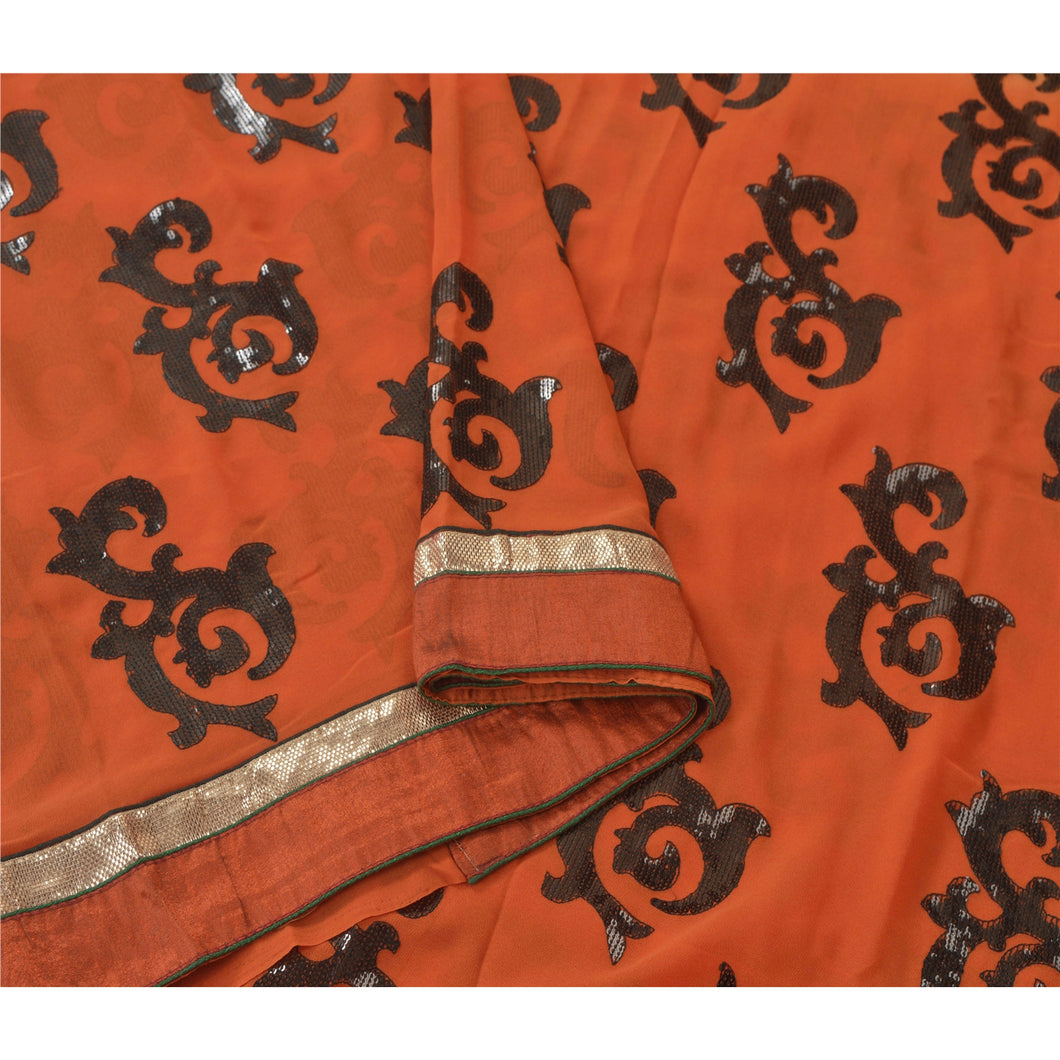 Sanskriti Vintage Saree Georgette Embroidered Fabric Bollywood Sari Blouse Piece