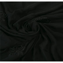 Load image into Gallery viewer, Sanskriti Vintage Black Sarees Blend Georgette Embroidered Fabric Bollywood Sari
