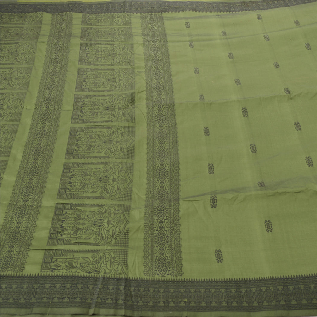 Sanskriti Vinatage Sanskriti Vintage Green Sarees Art Silk Woven Craft Fabric Premium 5 Yard Sari