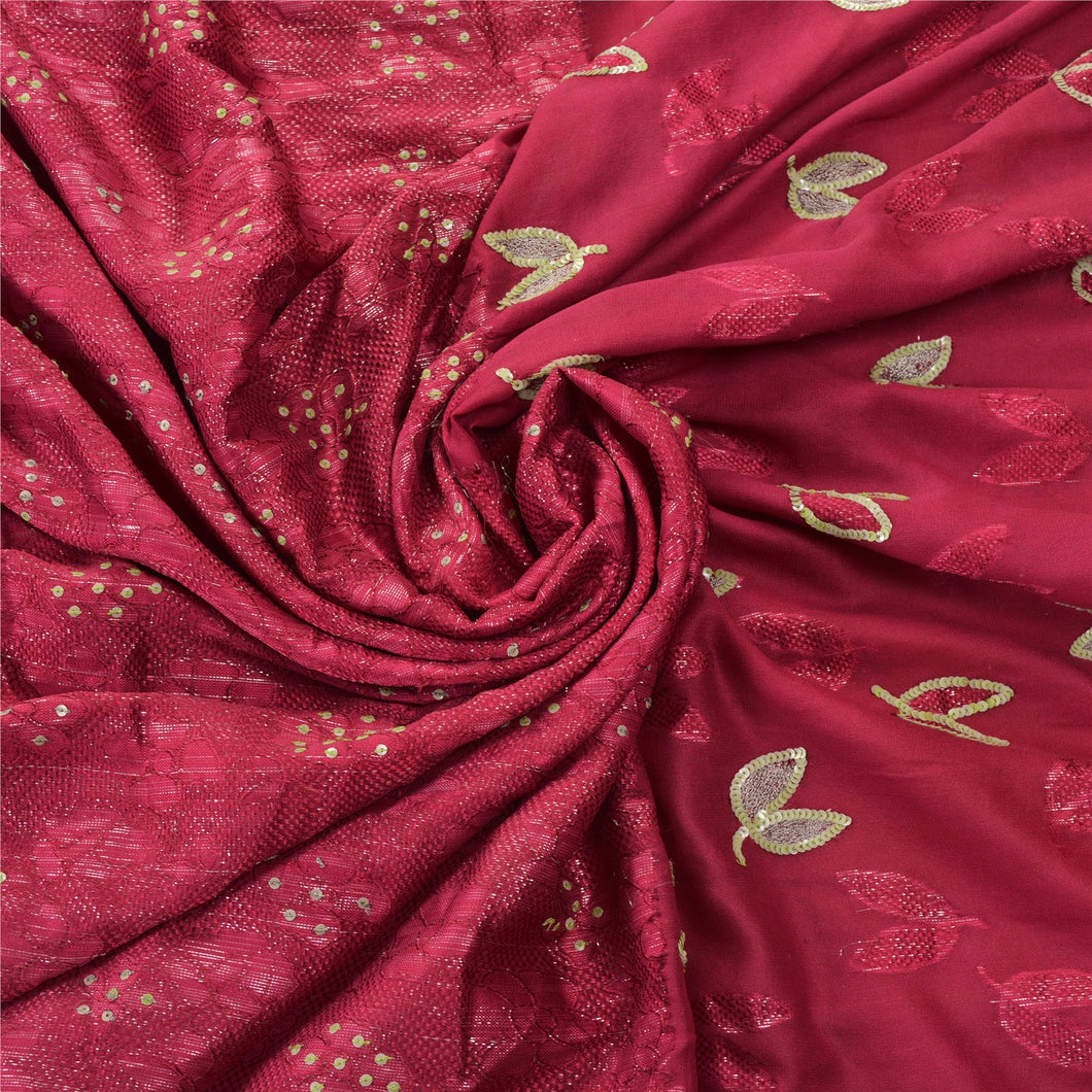 Sanskriti Vintage Sarees Pure Georgette Silk Hand Beaded Fabric Bollywood Sari